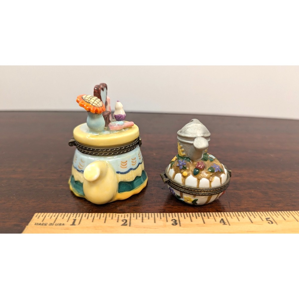 Vintage Midwest Cannon Falls Porcelain Hinged Trinket Box Teapot Watering Can - Picture 2 of 7